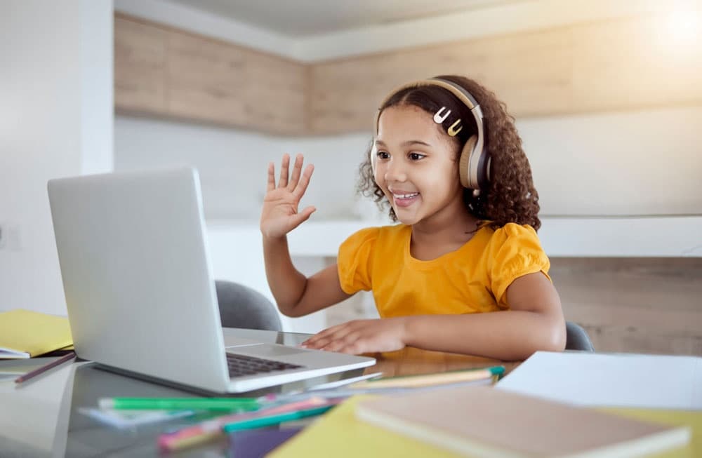 Girl learning English